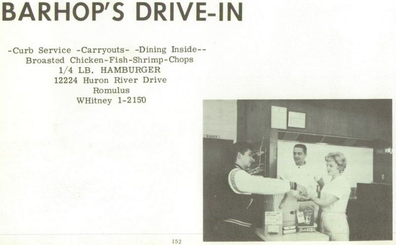 Barhops Drive-In - 1964 Romulus High School Yearbook (newer photo)